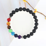 7 Chakras Lava Stone Bracelet - 8mm Round