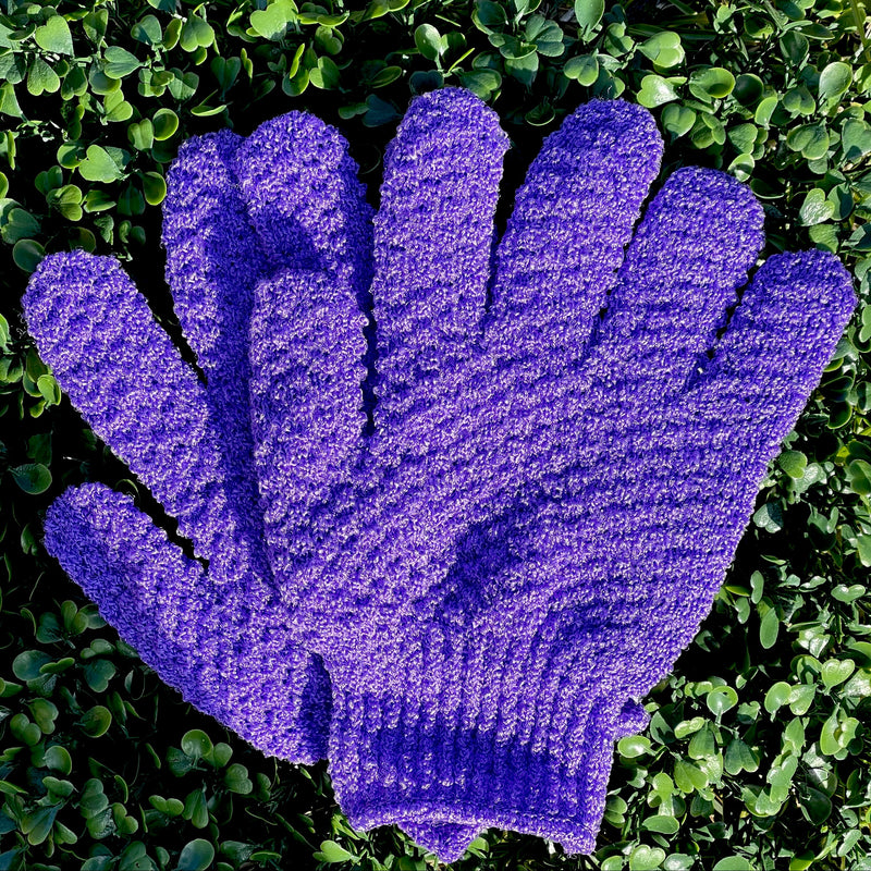 Dual Texture Exfoliating Gloves in Purple